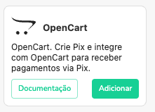 Botão de adicionar um plugin na plataforma Woovi